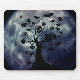 Happy Halloween Creepy Owls op een Tree Mousepad Muismat