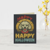 Happy Halloween Creepy Poedel Hond Kaart (Gele Bloem)