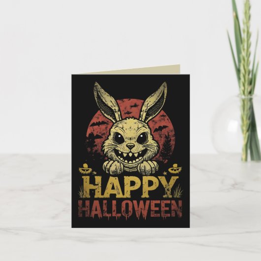Happy Halloween Creepy Rabbit Kaart (Voorkant)