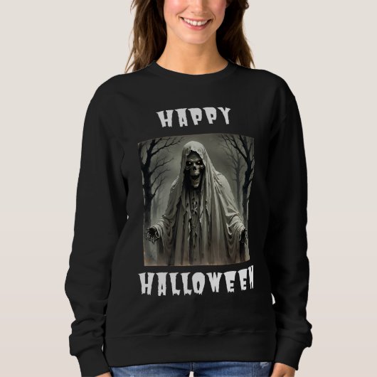 Happy Halloween Creepy Skelet Man Sweatshirt (Voorkant)