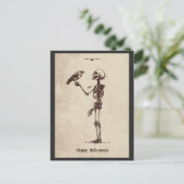  Happy Halloween Creepy Skeleton Bird Briefkaart (Staand voorkant)