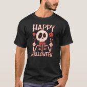 Happy Halloween Creepy Skeleton Pumpkins T-Shirt (Voorkant)