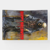 Happy Halloween Creepy Skeleton Spandoek (Horizontaal)