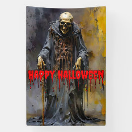 Happy Halloween Creepy Skeleton Spandoek