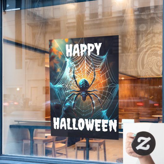 Happy Halloween Creepy Spider Raamsticker (Cafe Raam)