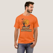 Happy Halloween Creepy Tree & Howling Wolf T-Shirt (Voorkant volledig)