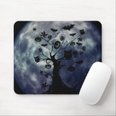 Happy Halloween Creepy Uilen op een boom Mousepad Muismat (Met muis)