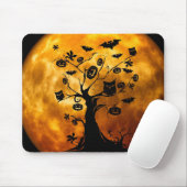 Happy Halloween Creepy Uilen op een boom Mousepad Muismat (Met muis)