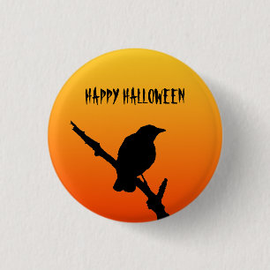 Happy Halloween Crow Button Badge