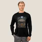 Happy Halloween Crypt met Gargoyles Tri-Blend Shirt (Voorkant)