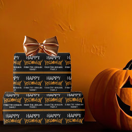 Happy Halloween Custom Black Oranje Party Cadeaupapier