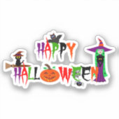 Happy Halloween Custom-Cut Vinyl Sticker (Voorkant)