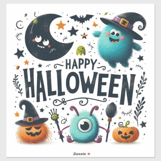 Happy Halloween Custom-Cut Vinyl Sticker (Vel)