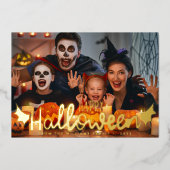 Happy Halloween Custom Foto Halloween Folie Feestdagenkaart (Voorkant)