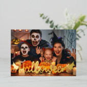 Happy Halloween Custom Foto Halloween Folie Feestdagenkaart (Staand Voorkant)