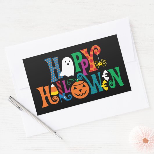 Happy Halloween Custom Lettering Rechthoekige Sticker (Envelop)