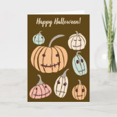Happy Halloween Custom Message Pastel Pumpkins Kaart (Voorkant)