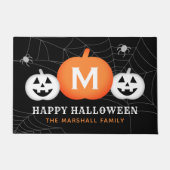 Happy Halloween Custom Monogram Initiaal Pumpkins Deurmat (Voorkant)