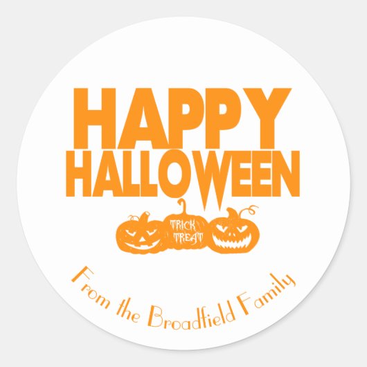 Happy Halloween Custom Name Party Ronde Sticker (Voorkant)
