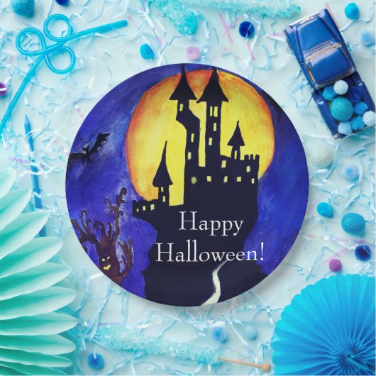 Happy Halloween Custom Paper Borden 9 in Papieren Bordje (Feest)