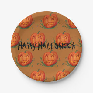 Happy Halloween Custom Paper Borden, Pumpkin Art Papieren Bordje