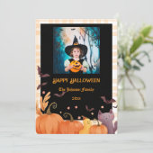 Happy Halloween Custom Photo Gingham Holiday Kaart (Staand voorkant)