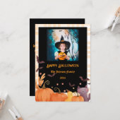 Happy Halloween Custom Photo Gingham Holiday Kaart (Voorkant / Achterkant in situ)