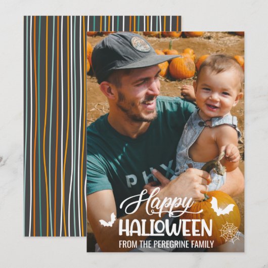 "Happy Halloween" Custom PhotoTypography Feestdagenkaart (Voorkant / Achterkant)