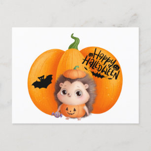 Happy Halloween Cute Baby Hedgel en Pumpkin Briefkaart