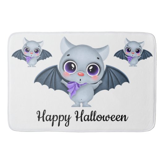 Happy Halloween Cute Bats Badmat (Voorkant)