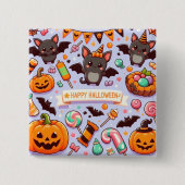Happy halloween cute bats candy vierkante button 5,1 cm (Voorkant)