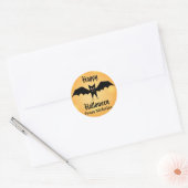 Happy Halloween Cute Black Bat gepersonaliseerd Ronde Sticker (Envelop)