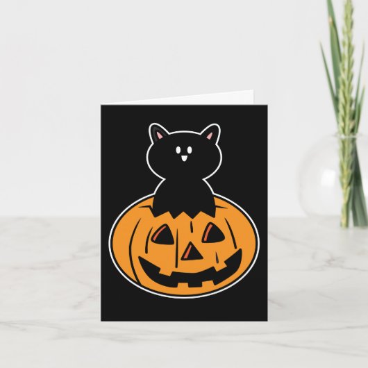 Happy Halloween Cute Cartoon Cat Holiday Kaart (Voorkant)