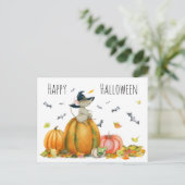 Happy Halloween Cute Cartoon Witch Mouse Briefkaart (Staand voorkant)