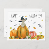 Happy Halloween Cute Cartoon Witch Mouse Briefkaart (Voorkant / Achterkant)