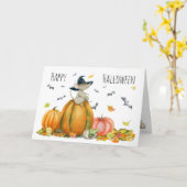 Happy Halloween Cute Cartoon Witch Mouse Kaart (Gele Bloem)