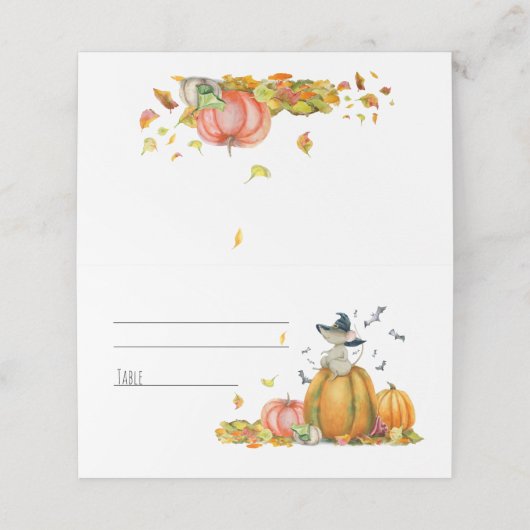 Happy Halloween Cute Cartoon Witch Mouse Plaatskaartje (Buitenkant ongevouwen)