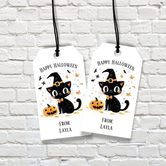 Happy Halloween Cute Cat Cadeaulabel