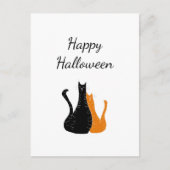 Happy Halloween Cute Cats Black Sinaasappel Briefkaart (Voorkant)