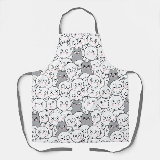 Happy Halloween Cute Cats & Skeletons Schort (Voorkant)