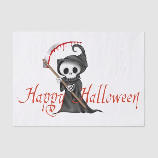 Happy Halloween Cute, Creepy, Spooky Grim Reaper Tissuepapier (Voorkant)