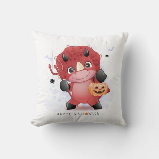 Happy Halloween Cute Dinosaur Pumpkin Spider Bats Kussen (Voorkant)