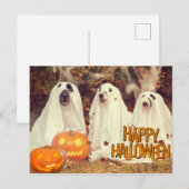 Happy Halloween Cute Dogs in Ghost Costumes Feestdagenkaart (Voorkant / Achterkant)