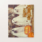 Happy Halloween Cute Dogs in Ghost Costumes Legpuzzel (Verticaal)
