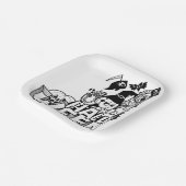 Happy Halloween Cute Doodle Pumpkin Cat Mummy Papieren Bordje (Gebogen)