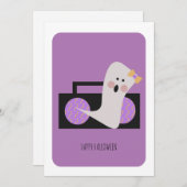 Happy Halloween Cute Ghost Music Kaart (Voorkant / Achterkant)