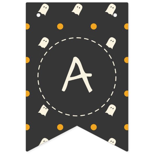 Happy Halloween. Cute Ghost Pumpkin Polka Dots. Vlaggetjes (Tweede vlag)