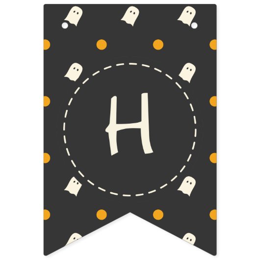 Happy Halloween. Cute Ghost Pumpkin Polka Dots. Vlaggetjes (Eerste vlag)