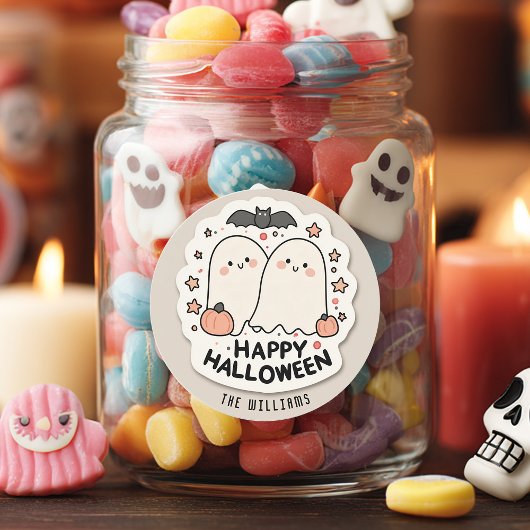 Happy Halloween Cute Ghost Ronde Sticker