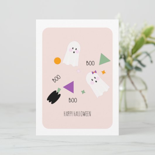 Happy Halloween Cute Ghost Sprinkles Kaart (Staand voorkant)